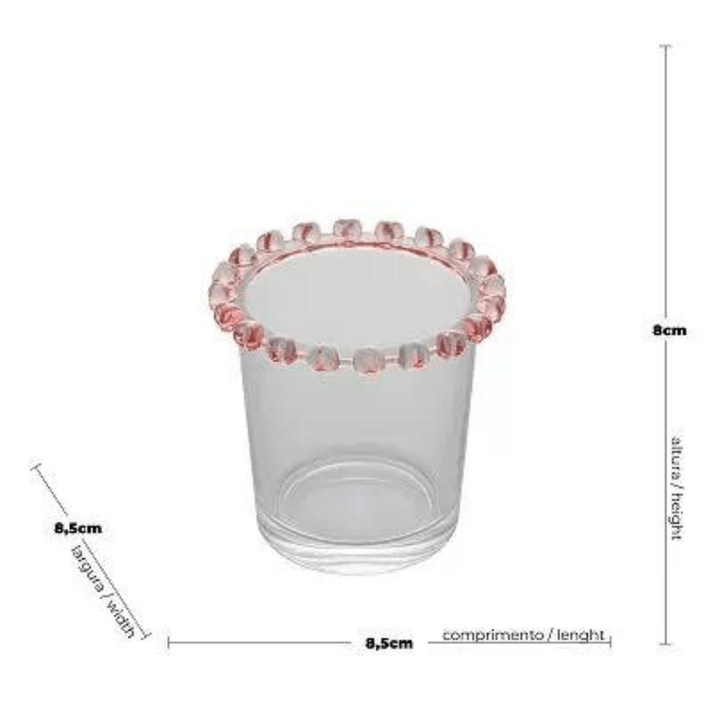 Porta Colher De Cristal Chumbo Coracao Rosa - Lyor