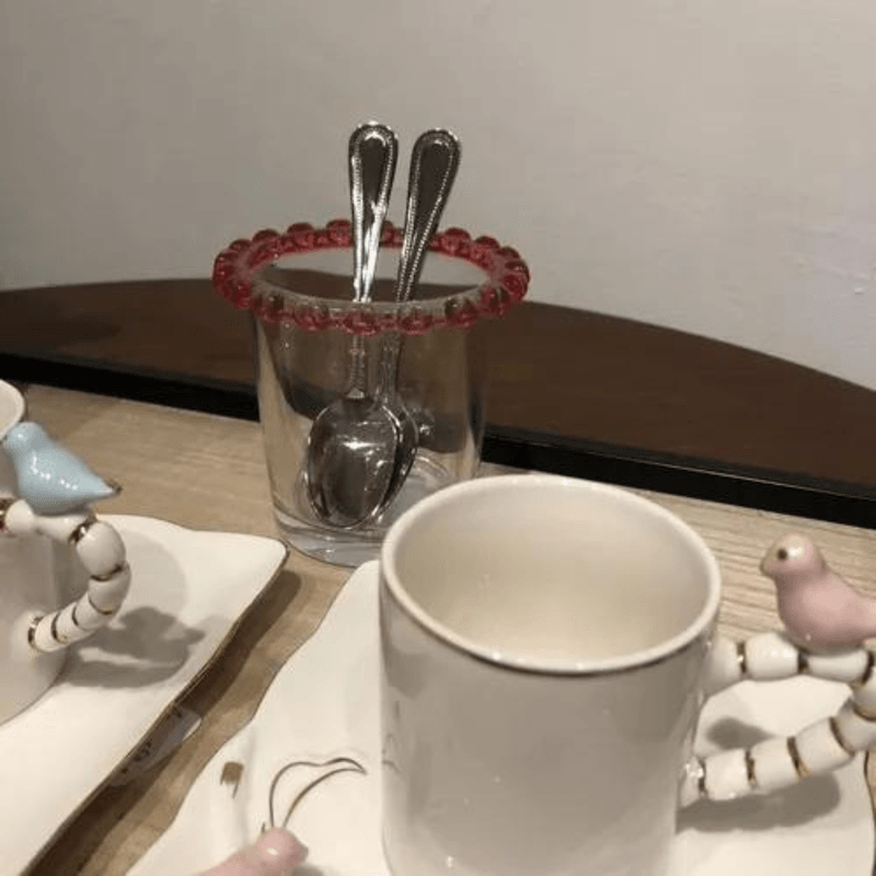 Porta Colher De Cristal Chumbo Coracao Rosa - Lyor