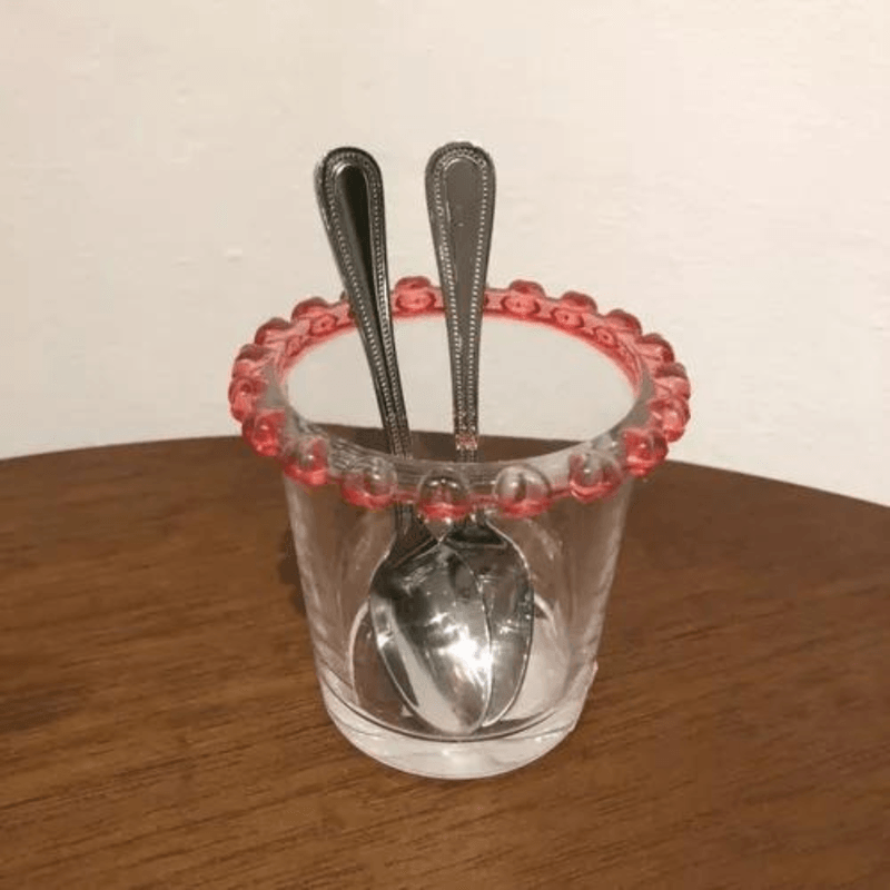 Porta Colher De Cristal Chumbo Coracao Rosa - Lyor